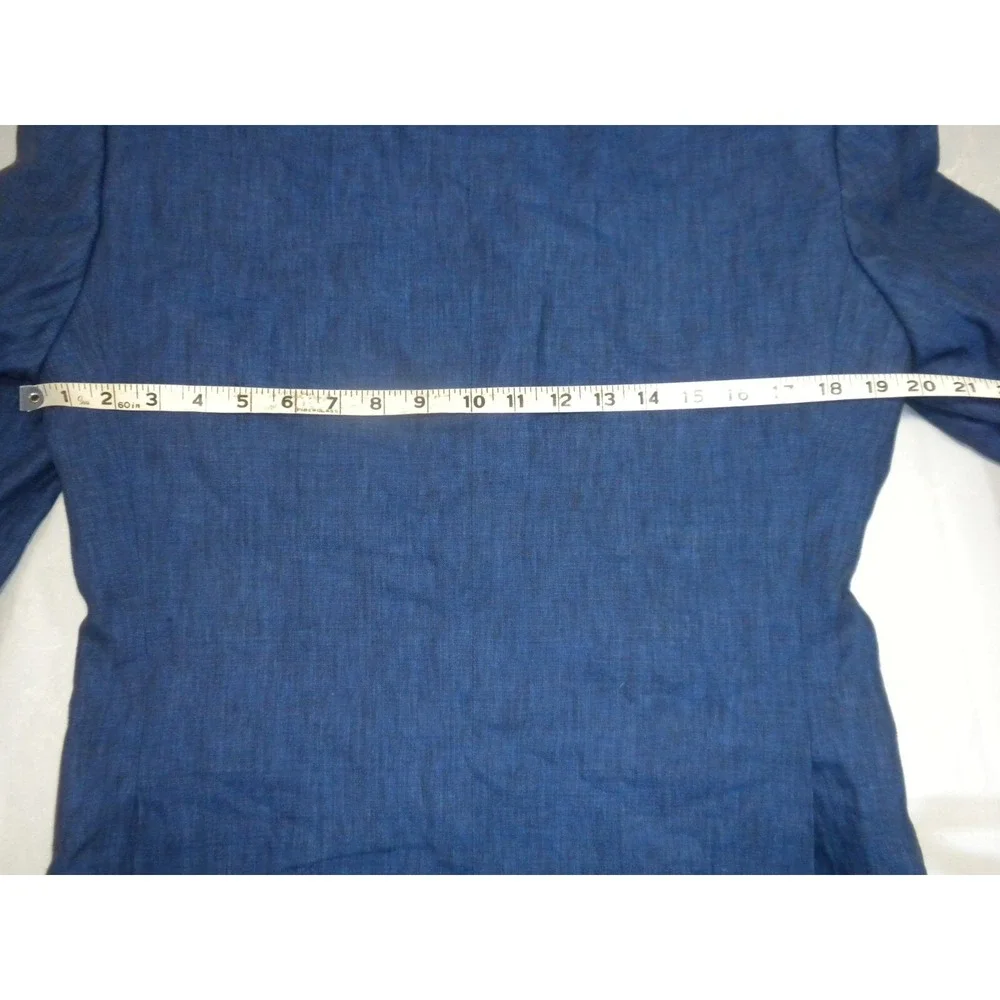 Savile‎ Row Sport Coat 36R Blue Linen 2 Button Dual Vent Lined Blazer Jacket